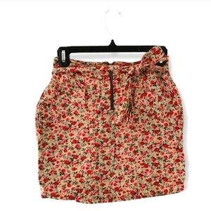 Floral Shirt pencil cut Zippered Mini Skirt